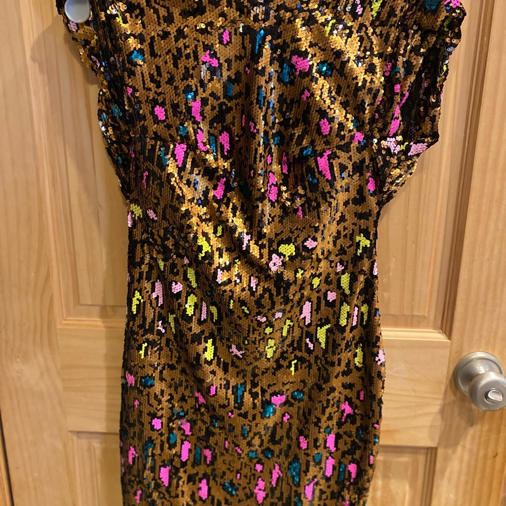 Colorful Sequin Leopard Print Dress